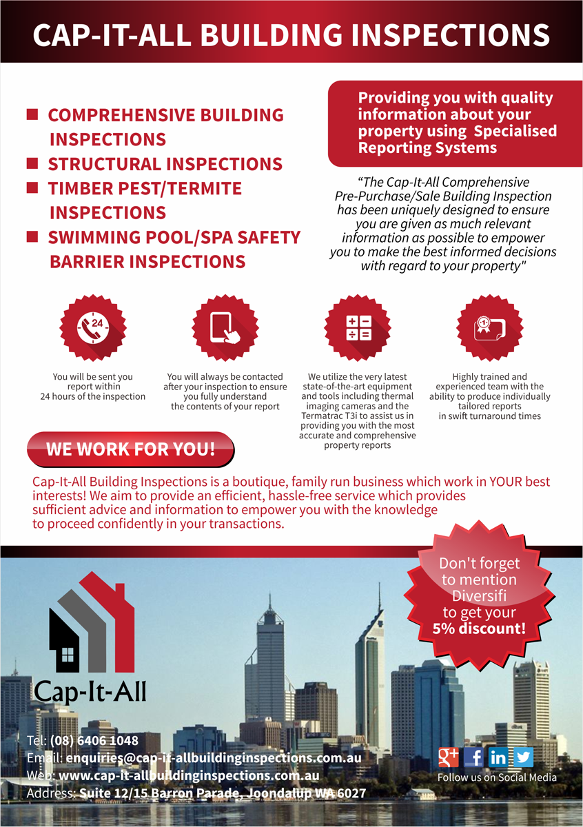 Flyer Design by barinix for Cap-It-All Building Inspections | Design #5632053