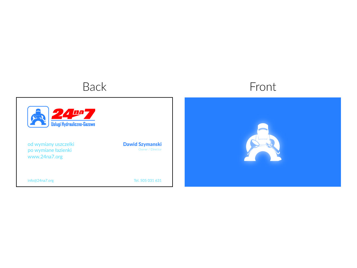 Business Card Design by Naveed Iqbal for 24na7 Uslugi Hydrauliczno-Gazowe | Design #5650272