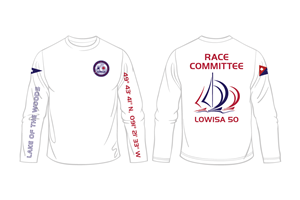 Race committee t-shirts for sailing regatta - LOWISA 50 - custom graphics | Diseño de Camiseta por Mode Graphic Design Agency