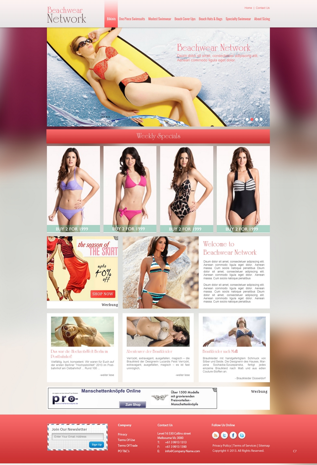 Wordpress Design by pb for Beachwear.net | Design #1556483