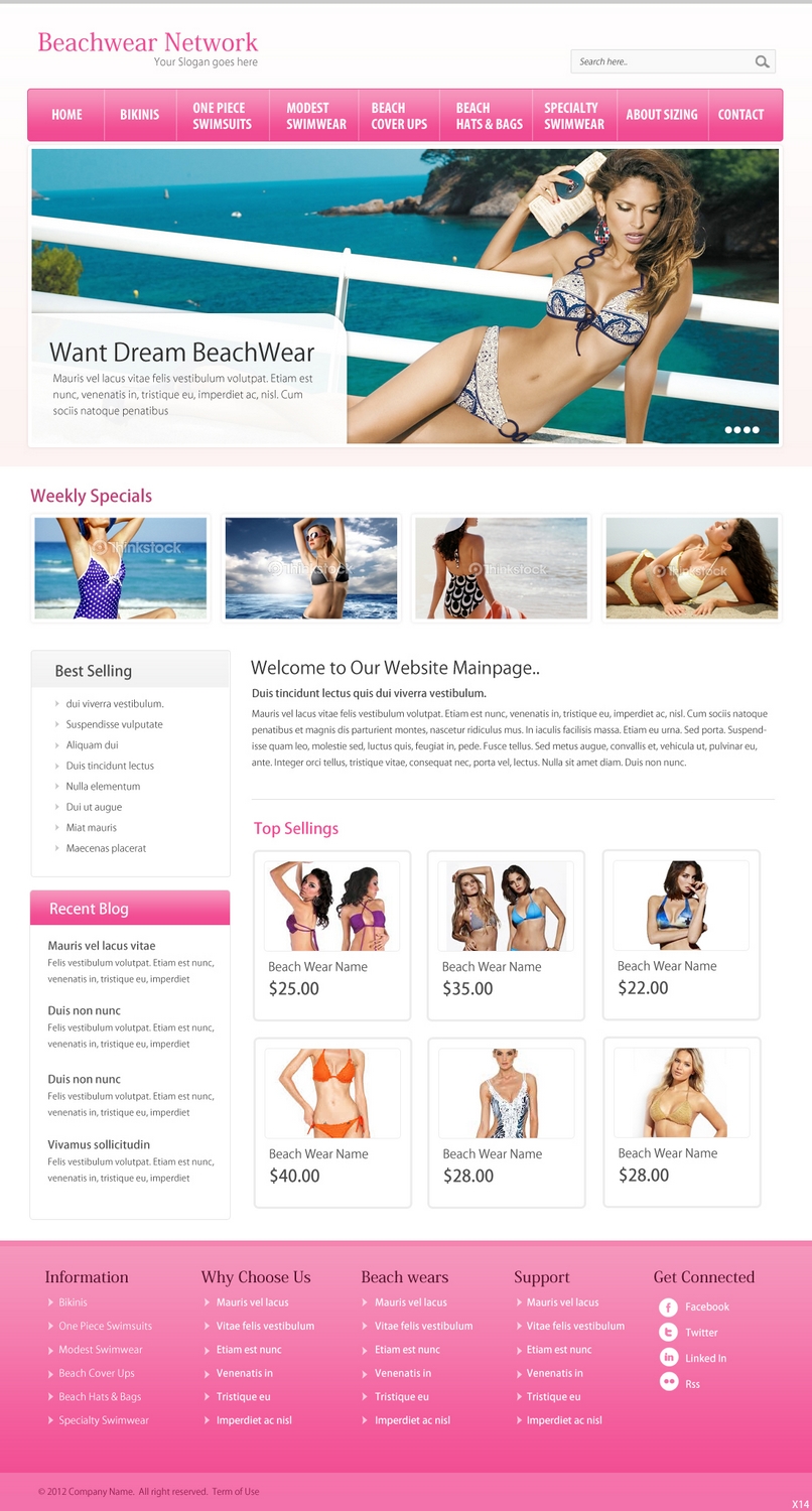 Wordpress Design by pb for Beachwear.net | Design #1556485