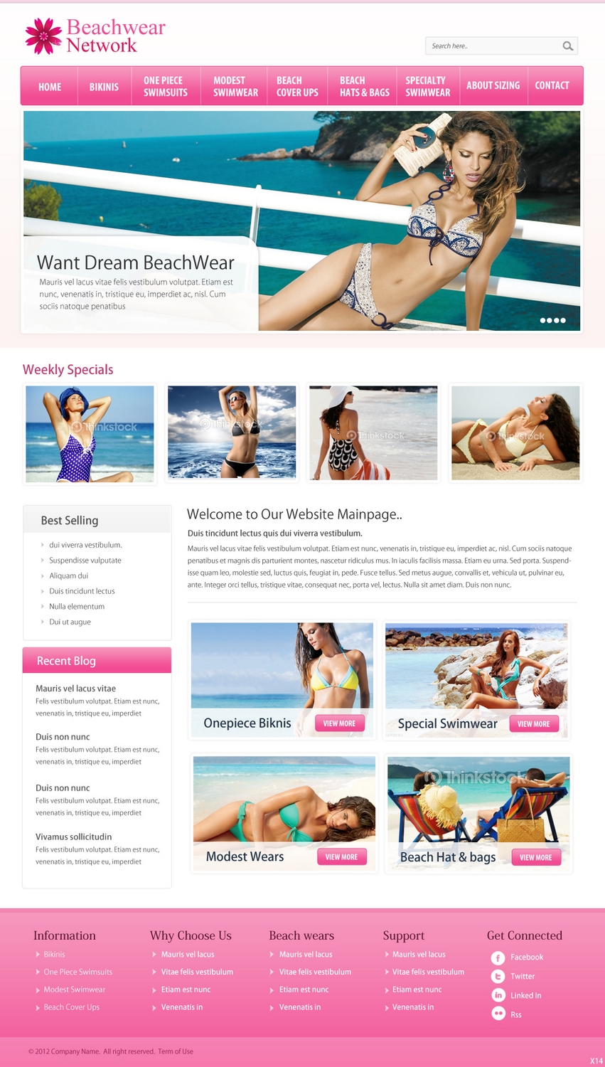Wordpress Design by pb for Beachwear.net | Design #1565279