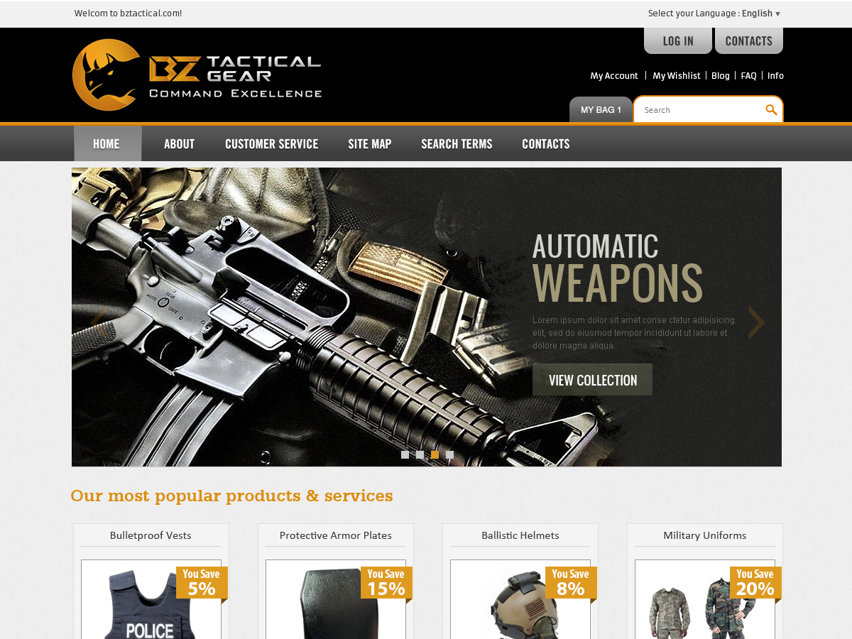 Web Design by FC web designer for BZ Tactical Gear | Design #1648492