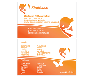 business card for training & coaching company, Kindful.co