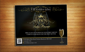 Pinkys VIP Golden Ticket postcard design | Postkarten-Design von alessandroevge