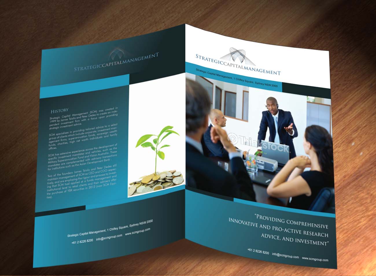 upmarket serious financial brochure design for a company by sbss