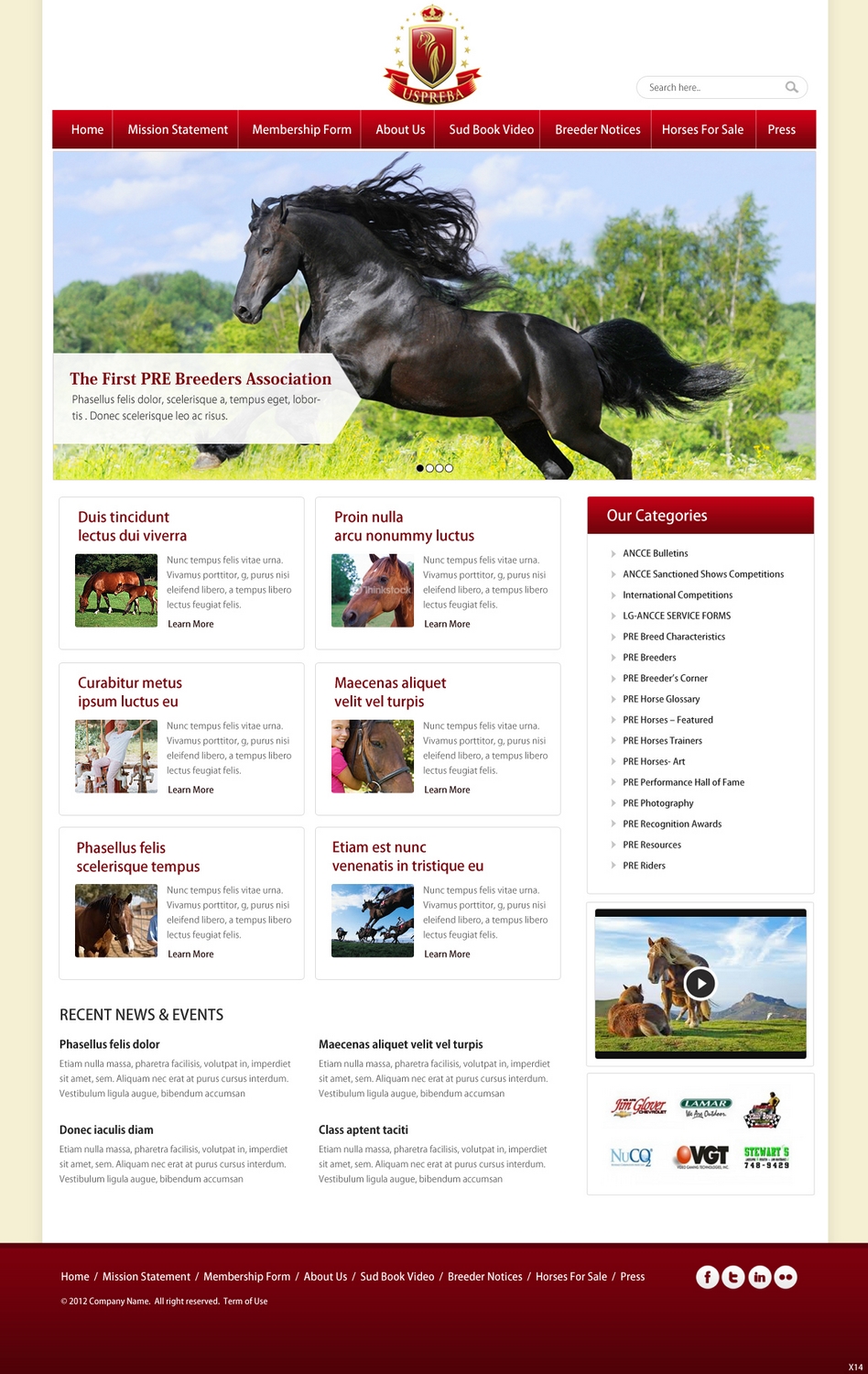 Diseño Wordpress por pb para United States PRE Breeders Association | Diseño #1556620