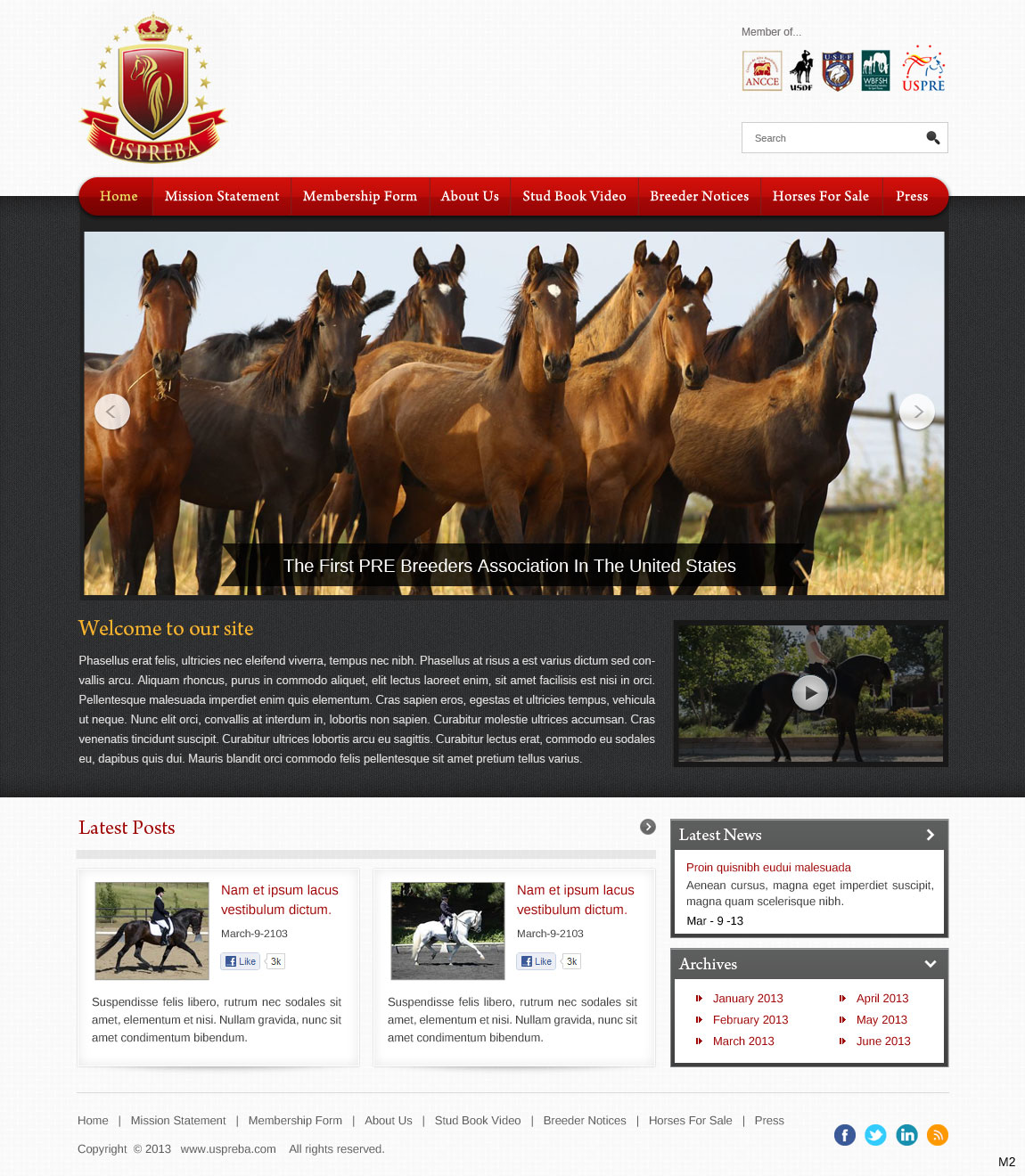 Diseño Wordpress por pb para United States PRE Breeders Association | Diseño #1556621