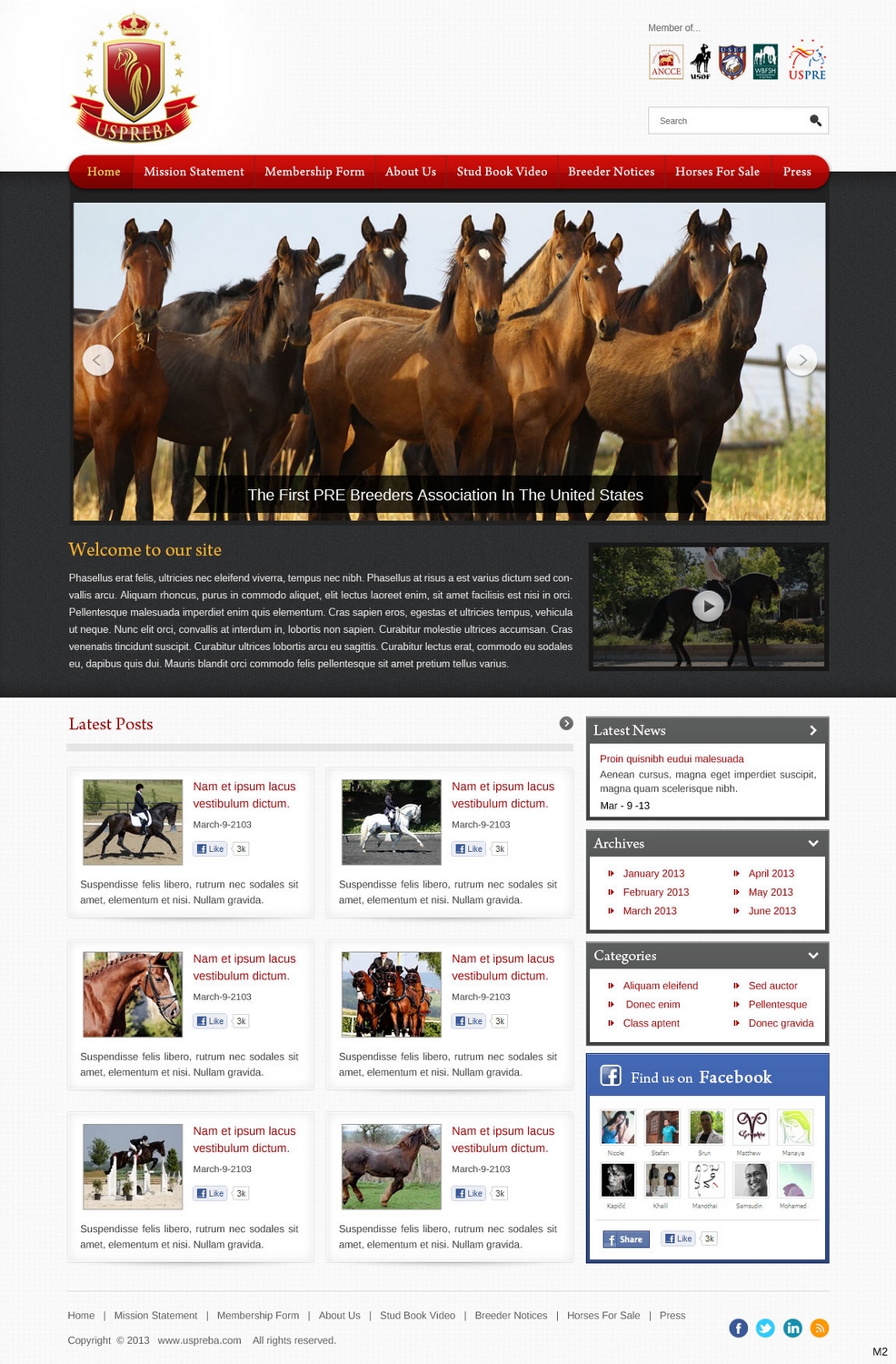 Diseño Wordpress por pb para United States PRE Breeders Association | Diseño #1565136