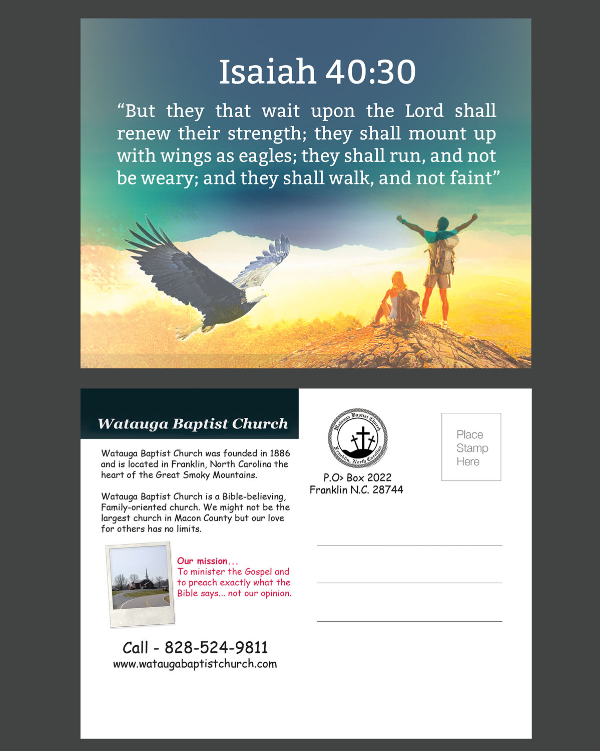 Postcard Design by NatPearlDesigns for Watauga Baptist Church | Design #5711218