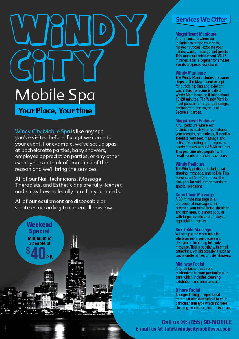 Flyer Design by sanjeev231 for Windy City Mobile Spa | Design #5714614