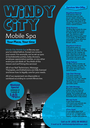 Flyer Design by sanjeev231 for Windy City Mobile Spa | Design #5714614