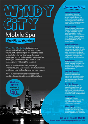 Flyer Design by sanjeev231 for Windy City Mobile Spa | Design: #5714616