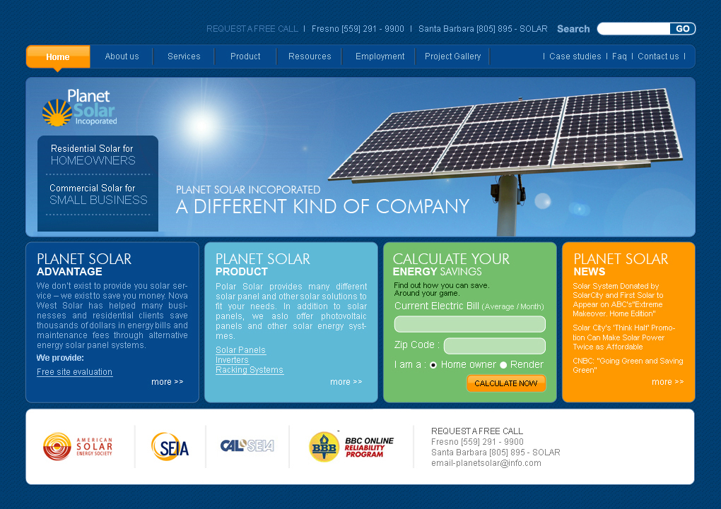 Web Design par lendel sebastian pour Planet Solar inc | Design #8790
