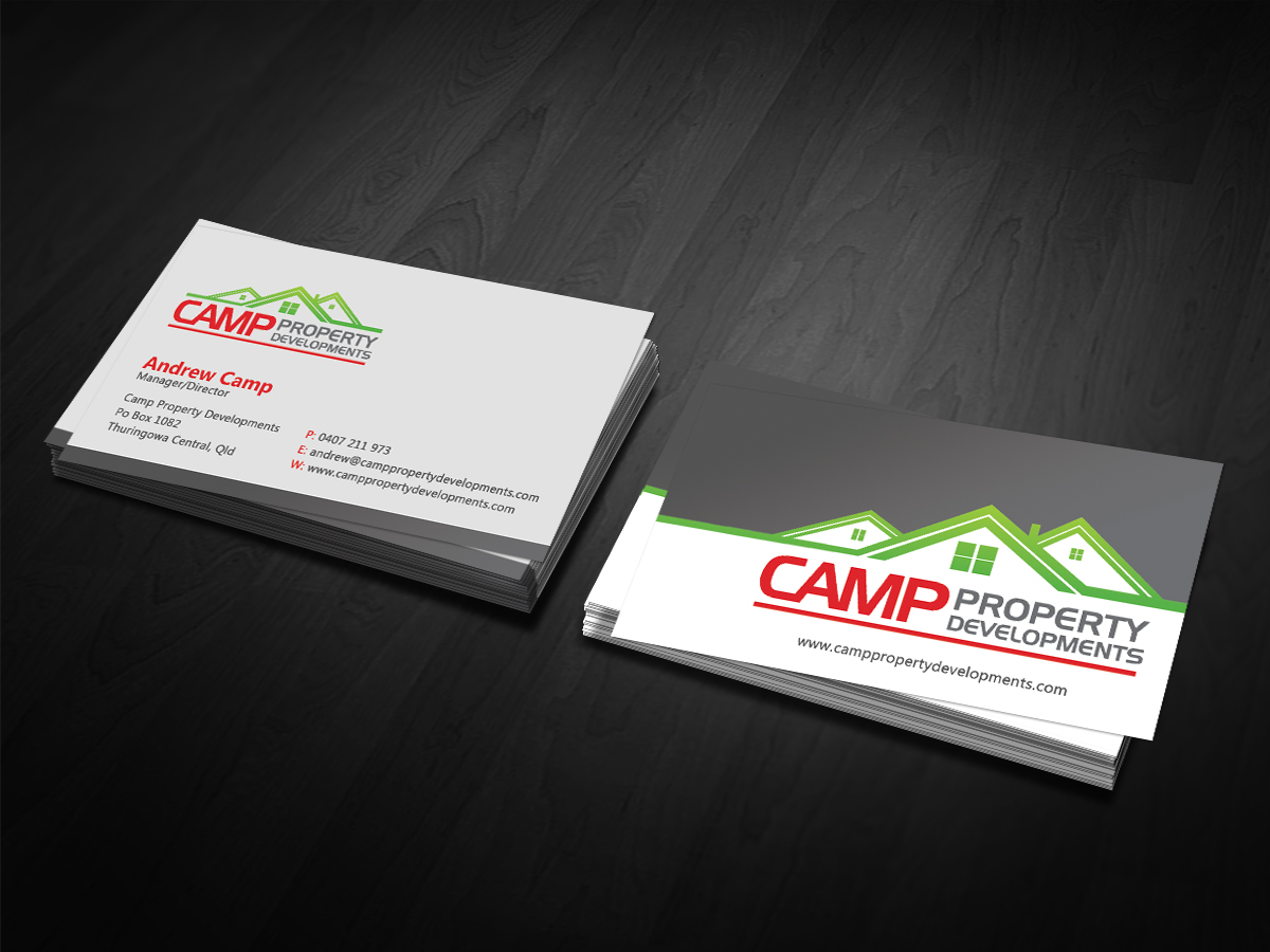 Business Card Design by diRtY.EMM for Camp Property developments | Design #1556876