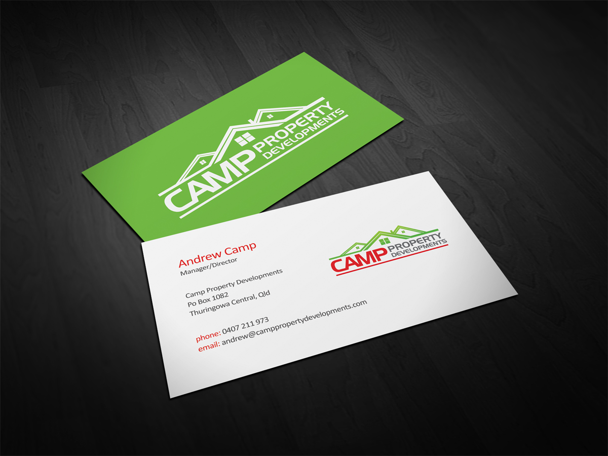 Business Card Design by diRtY.EMM for Camp Property developments | Design #1560511