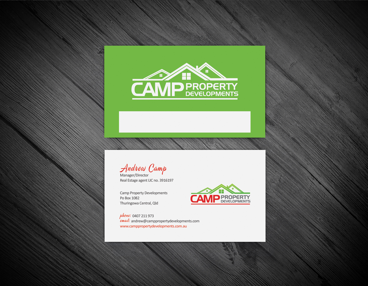 Business Card Design by diRtY.EMM for Camp Property developments | Design #6235647