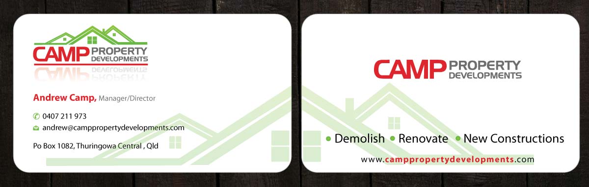 Business Card Design by Sbss for Camp Property developments | Design #1559073