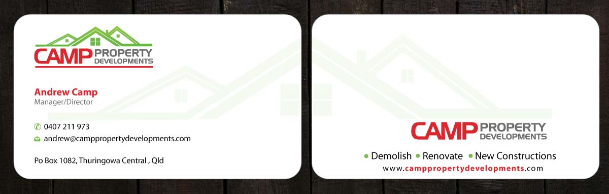 Business Card Design by Sbss for Camp Property developments | Design #1559074