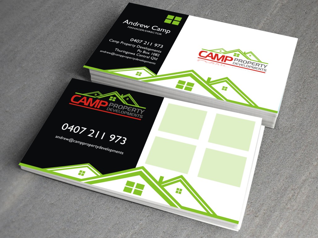 Business Card Design by LIZZY LO for Camp Property developments | Design #1559166