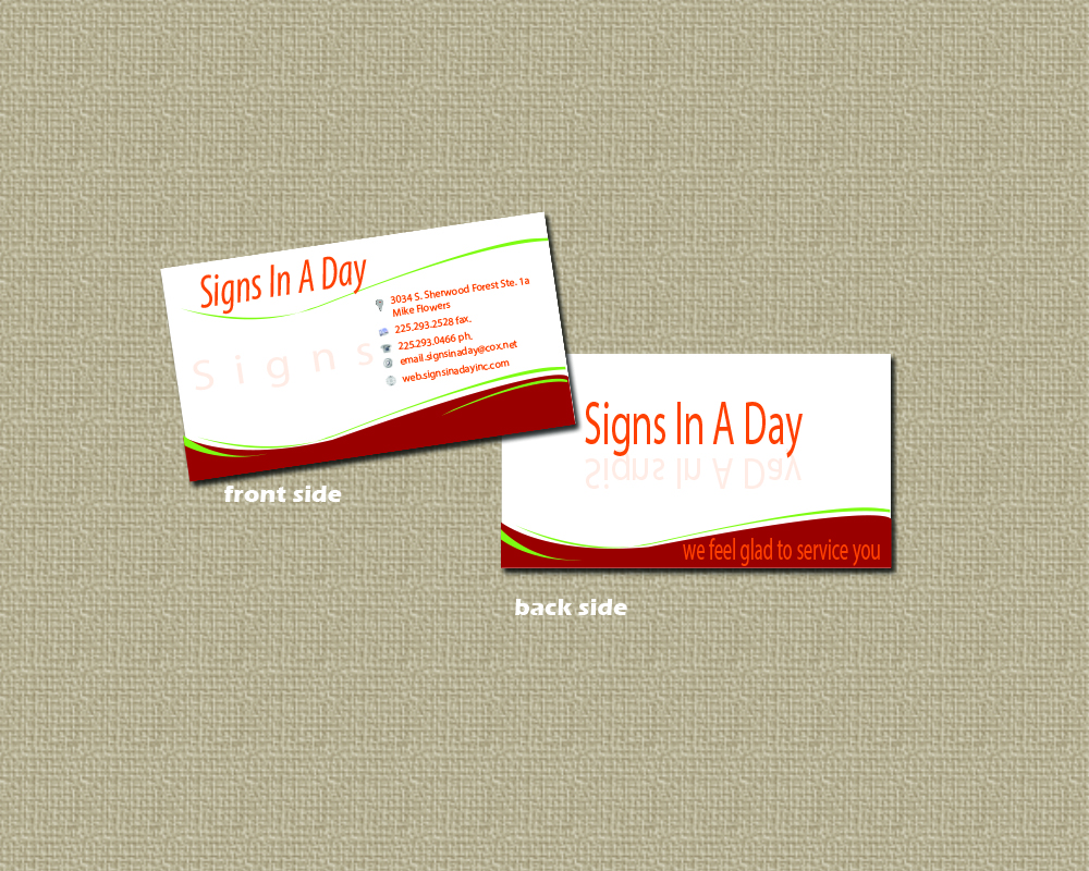 Business Card Design by arch_mahfuz for signs in a day | Design #1563541