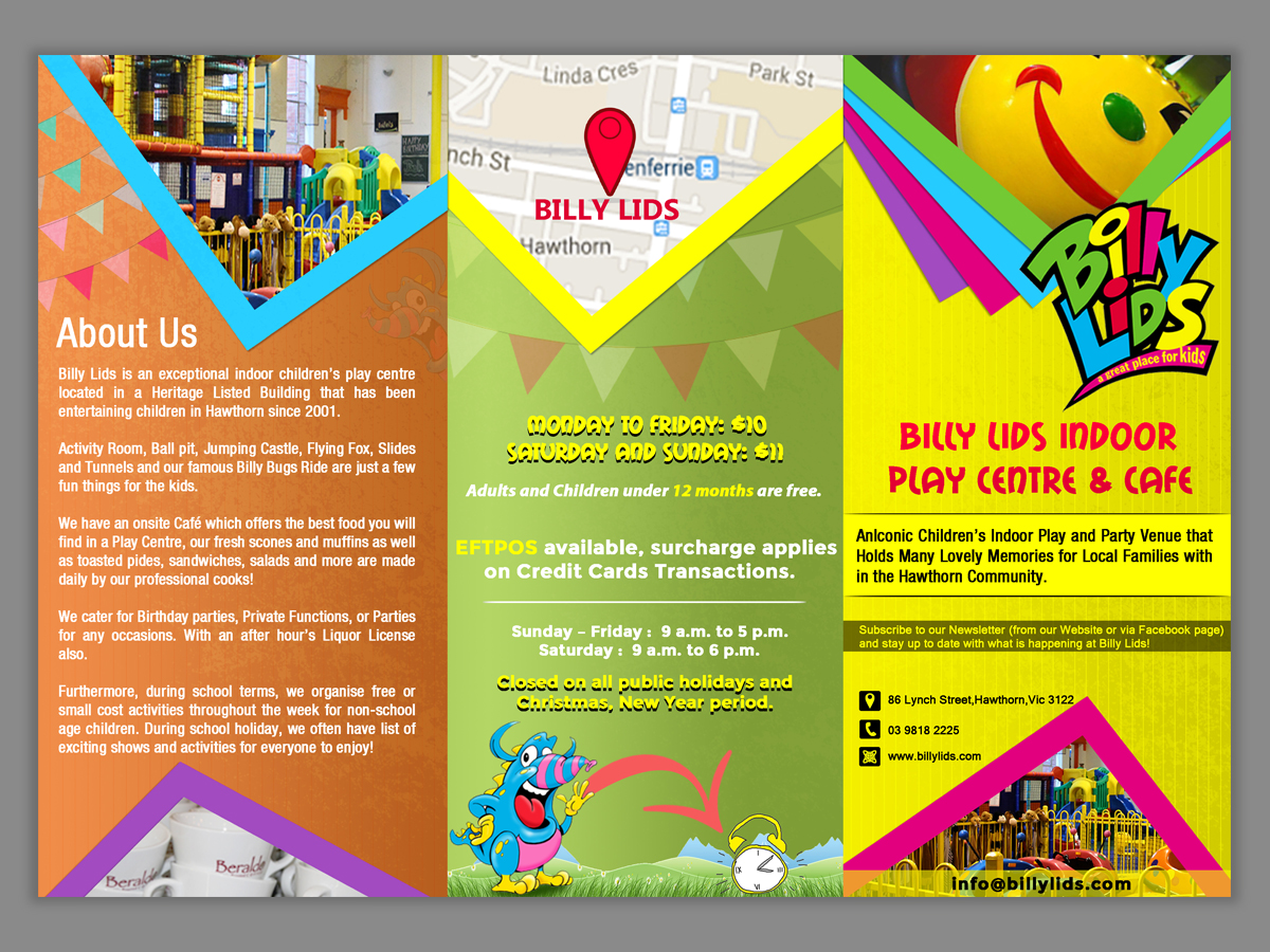 elegant playful brochure design for a company by sd web creation indoor playground flyers