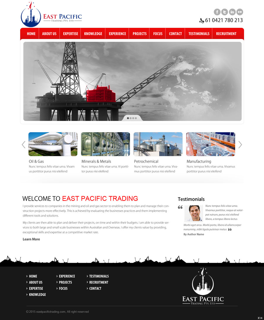 Web Design by saroshdurrani for East Pacific Trading Pty. Ltd. | Design #5841792