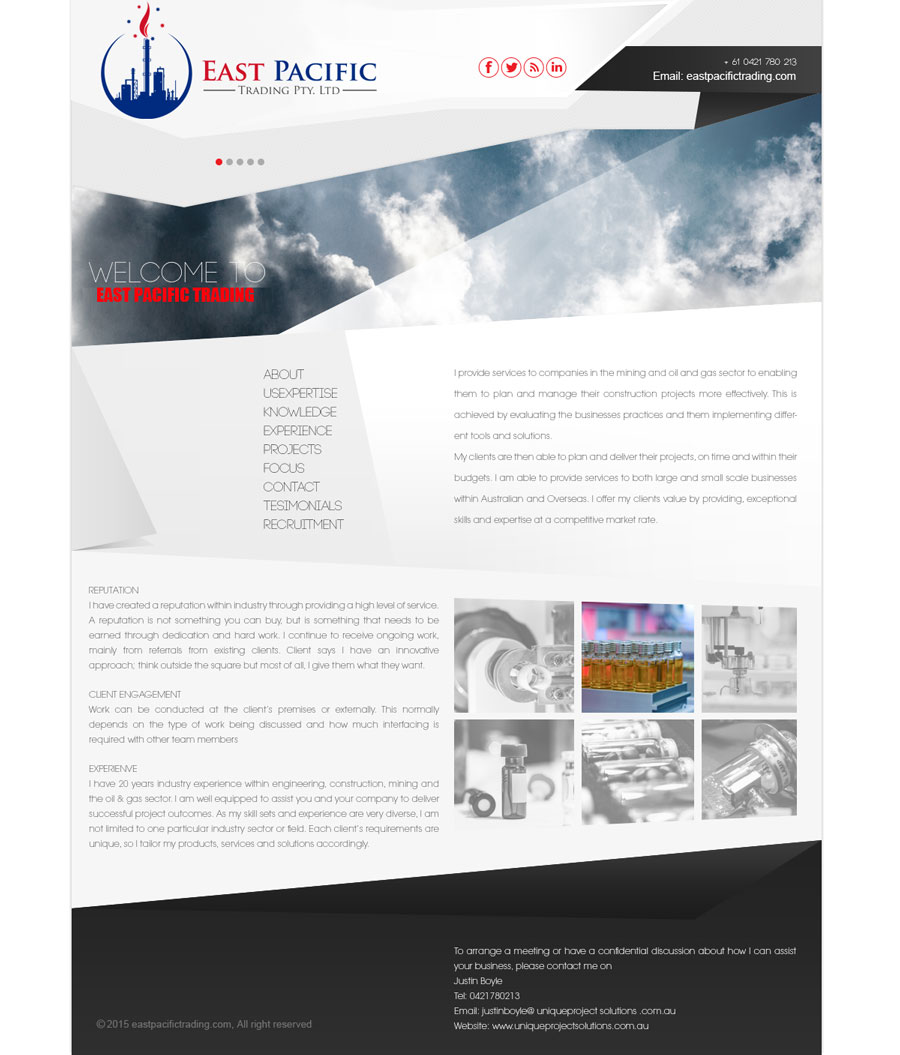 Web Design by saroshdurrani for East Pacific Trading Pty. Ltd. | Design #5841973
