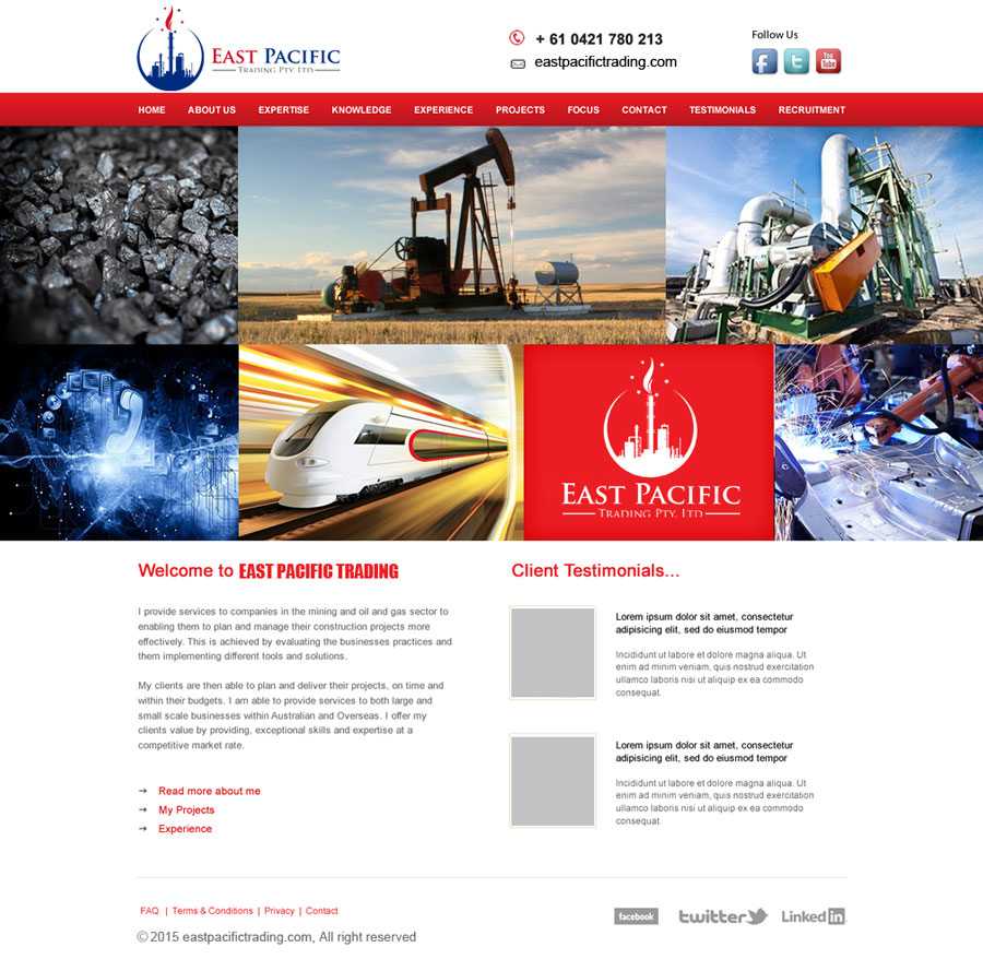 Web Design by saroshdurrani for East Pacific Trading Pty. Ltd. | Design #5842344