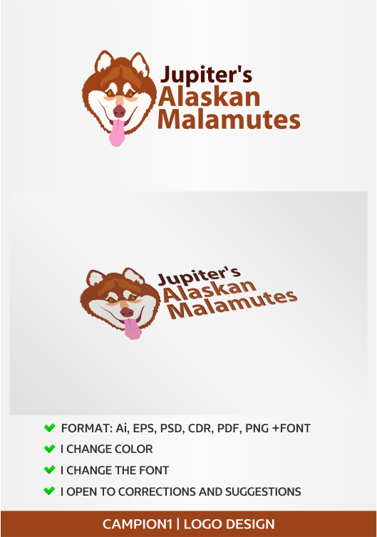 Diseño de Logo por artsterdam para Jupiter''s Alaskan Malamutes | Diseño #5749504