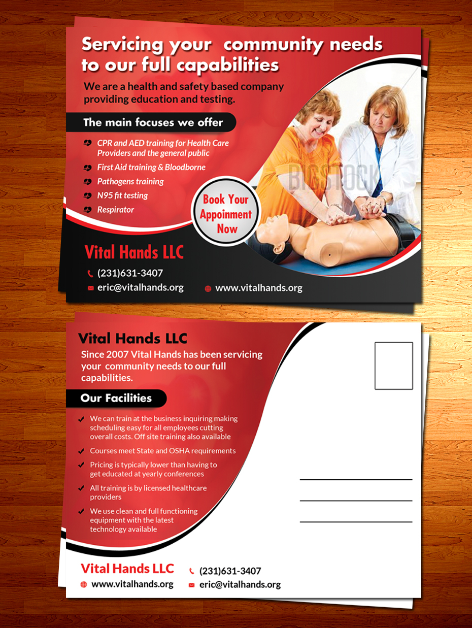 Postcard Design by hih7 for Vital Hands LLC | Design: #5720656