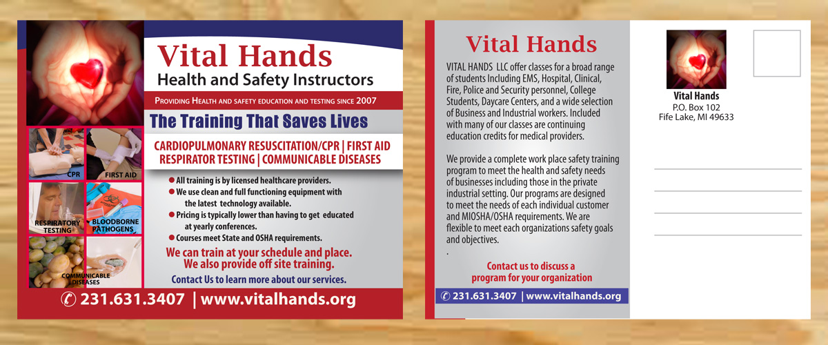 Postcard Design by Venus L. Penaflor for Vital Hands LLC | Design #5738547