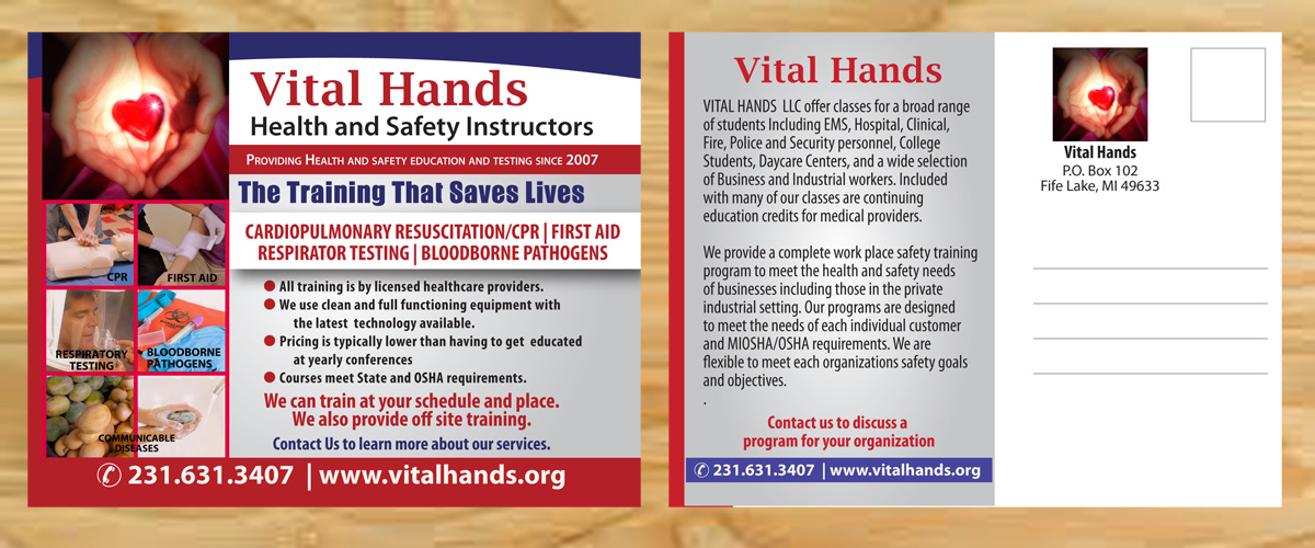 Design de Carte Postale par Venus L. Penaflor pour Vital Hands LLC | Design #5777725