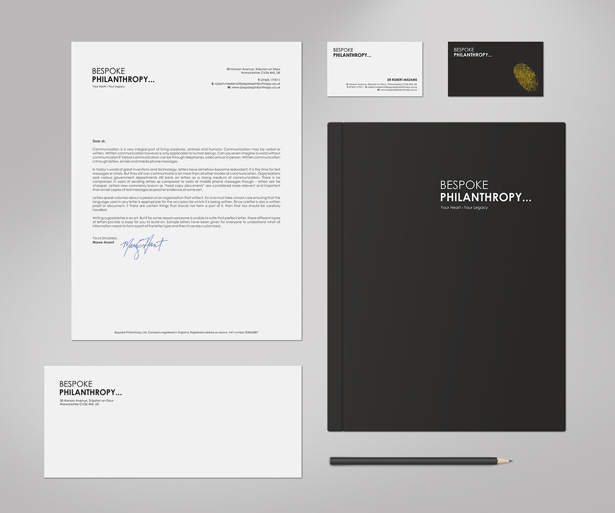 Stationery Design by logodentity for Bespoke Philanthropy | Design #5825319