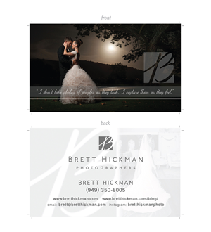 Business Card Design by MendiKleinDesign for Brett Hickman Photographers | Design: #5733089