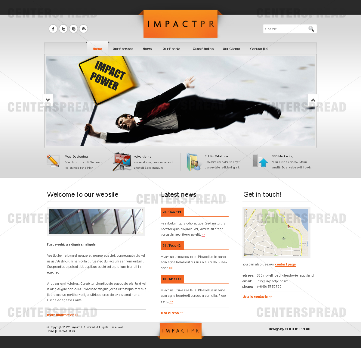 Wordpress Design by CENTERSPREAD for Impact PR | Design #1572623