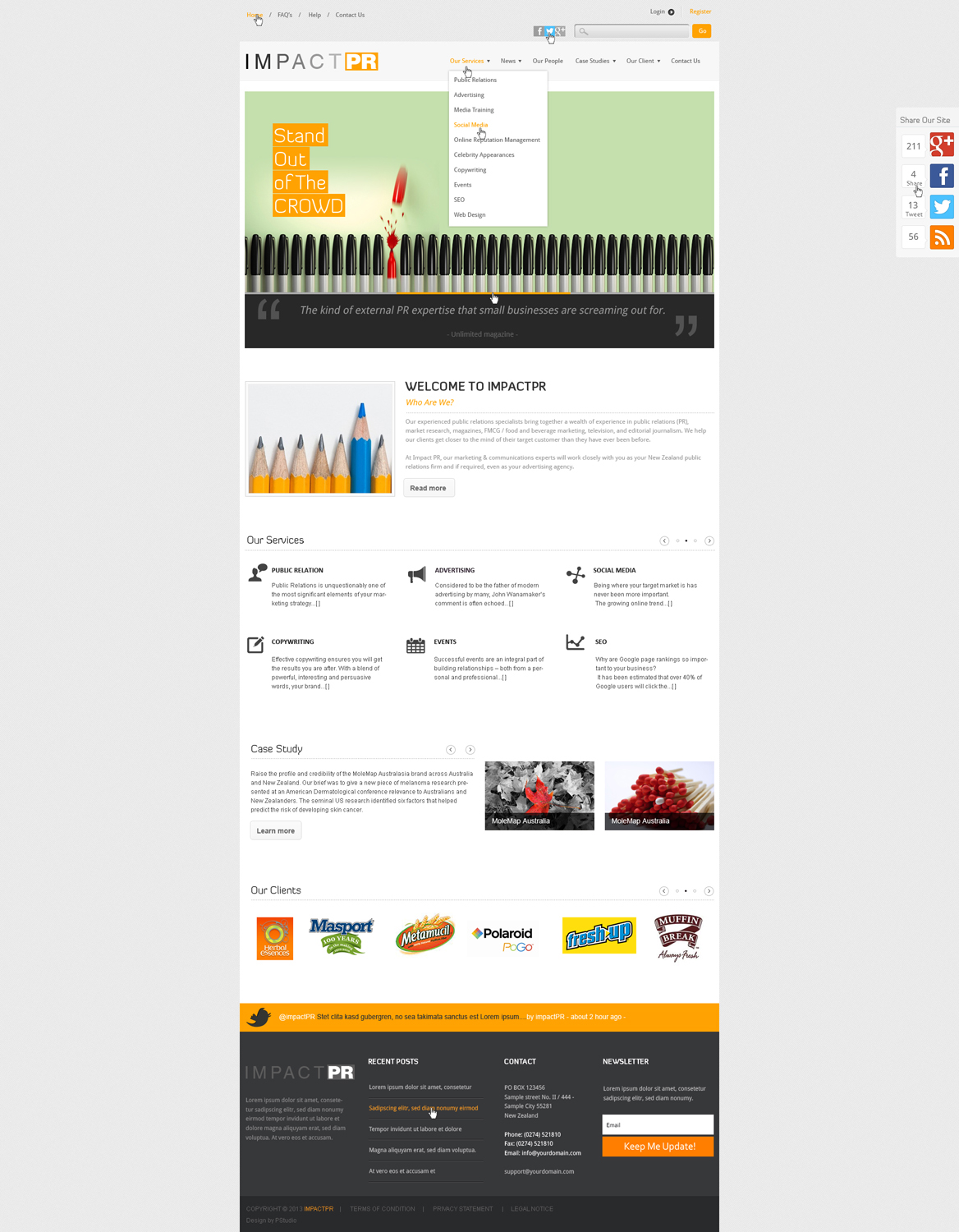 Wordpress Design by AriefK for Impact PR | Design #1604222