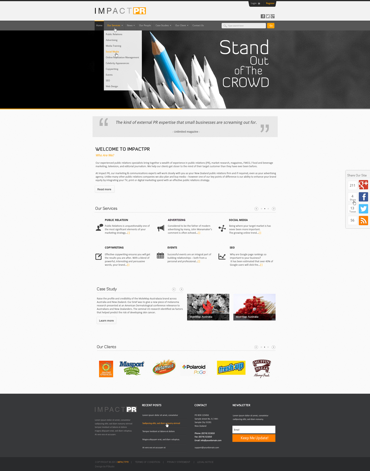 Wordpress Design by AriefK for Impact PR | Design #1604412