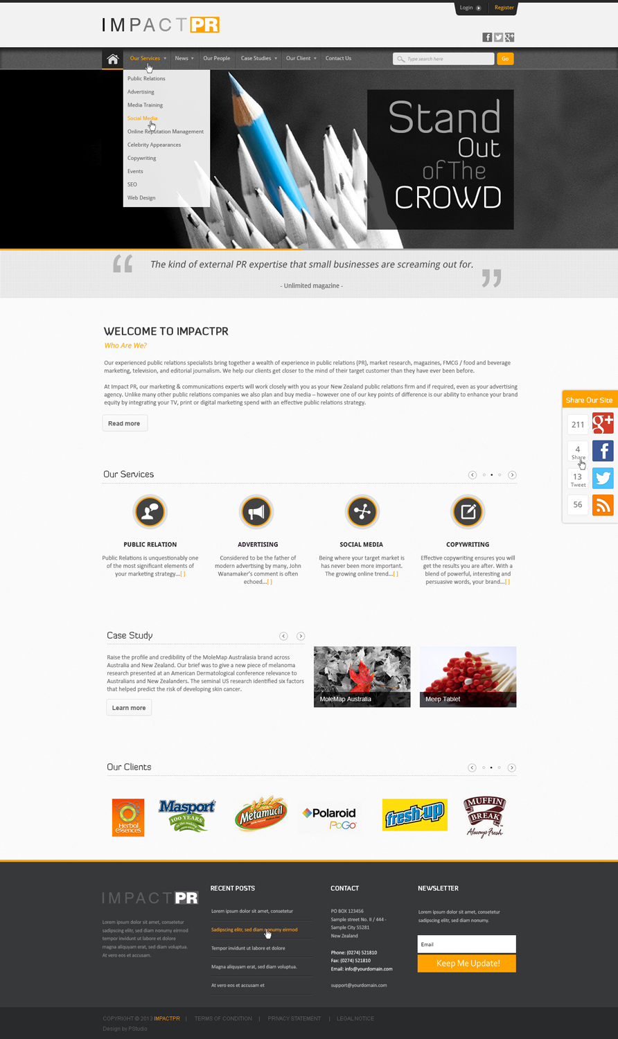 Wordpress Design by AriefK for Impact PR | Design #1604441