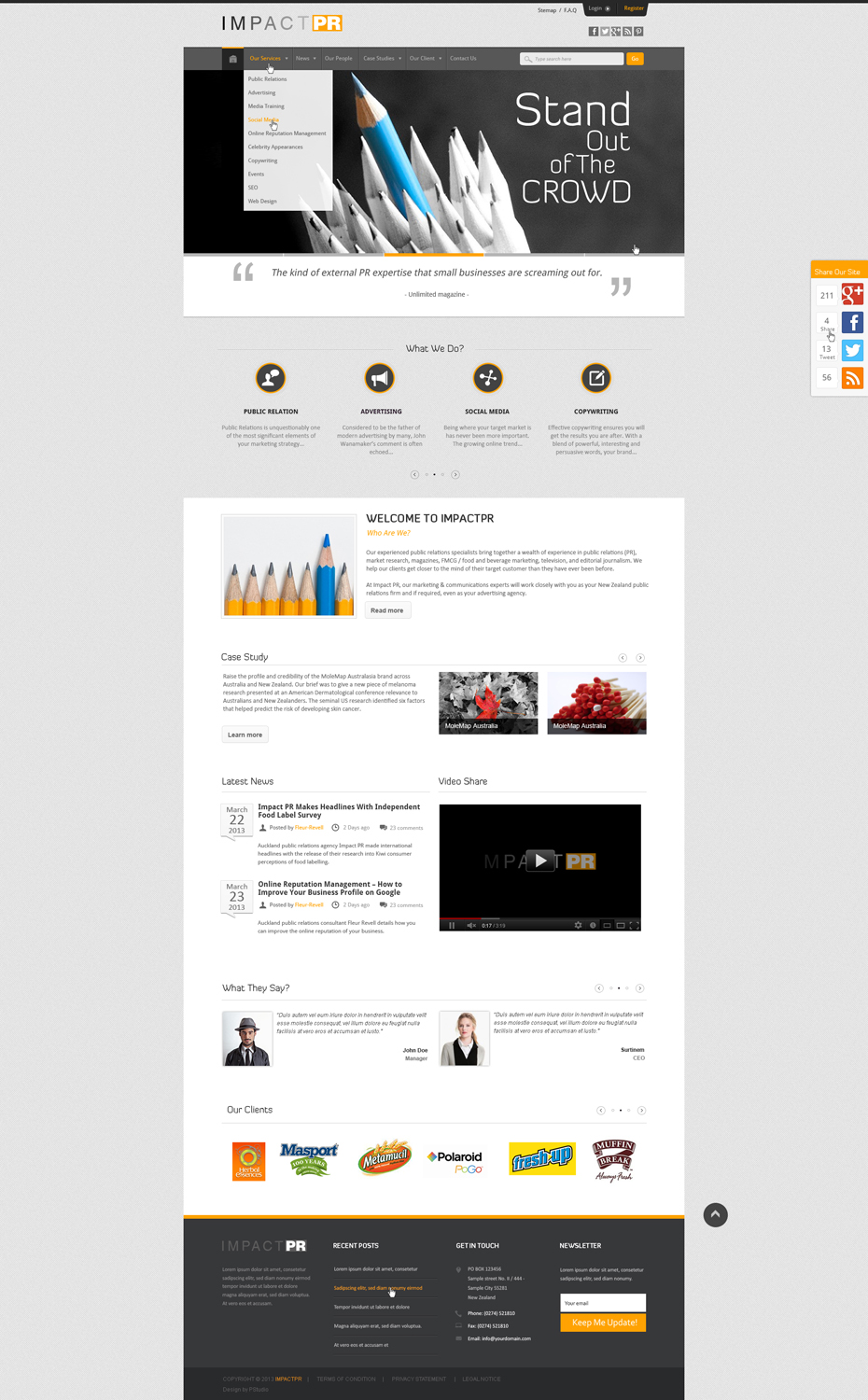 Wordpress Design by AriefK for Impact PR | Design #1606158