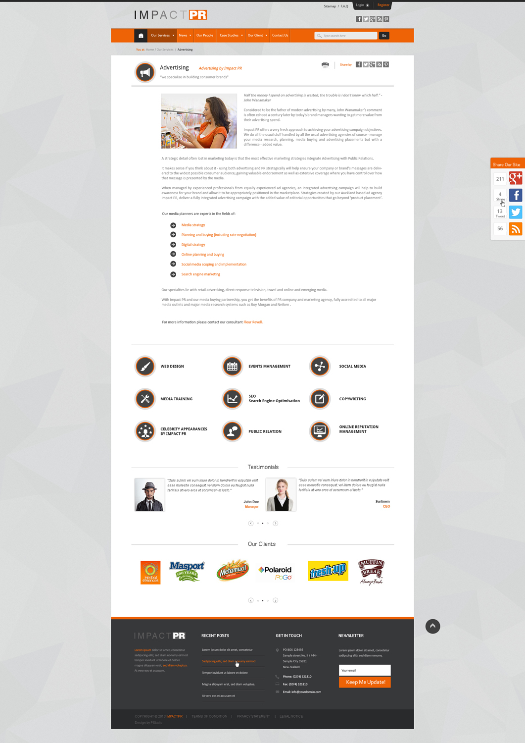 Wordpress Design by AriefK for Impact PR | Design #1607268