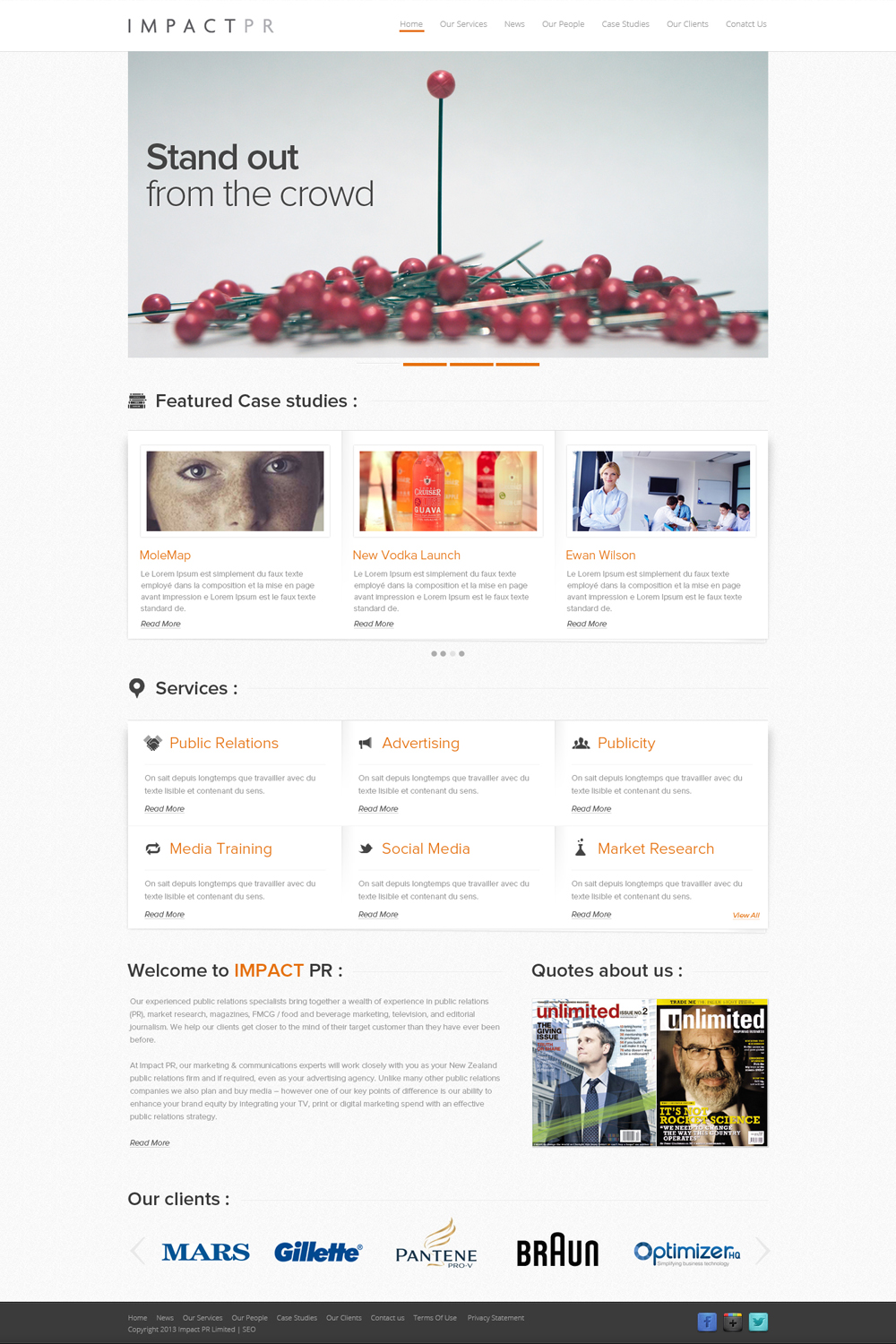 Wordpress Design by OM for Impact PR | Design #1586496