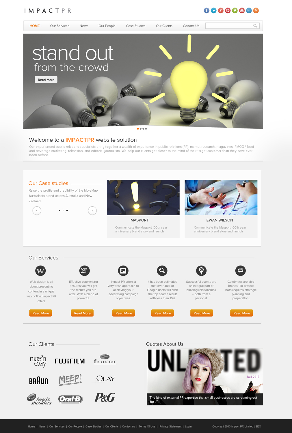 Wordpress Design by OM for Impact PR | Design #1586528