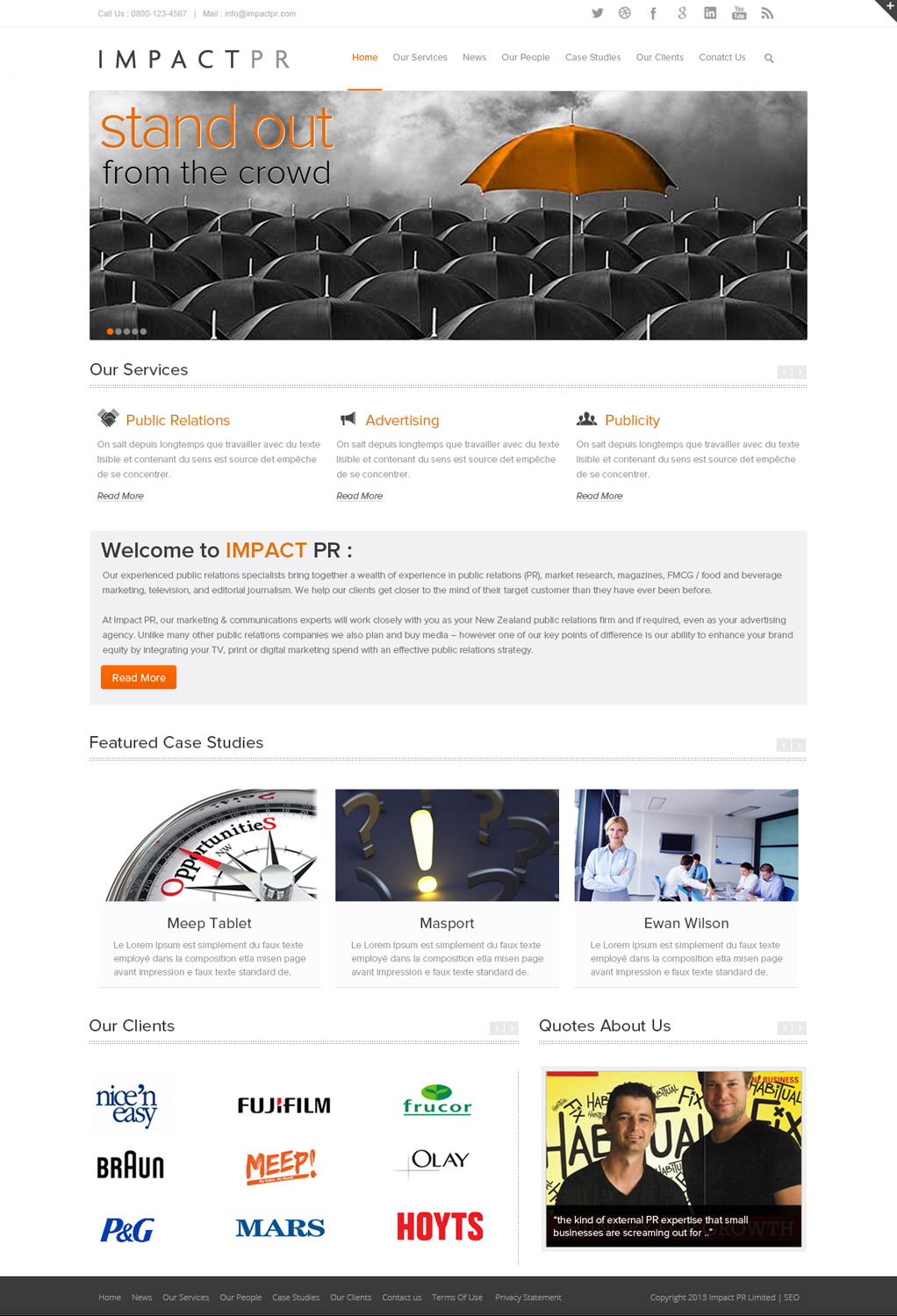 Wordpress Design by OM for Impact PR | Design #1590475