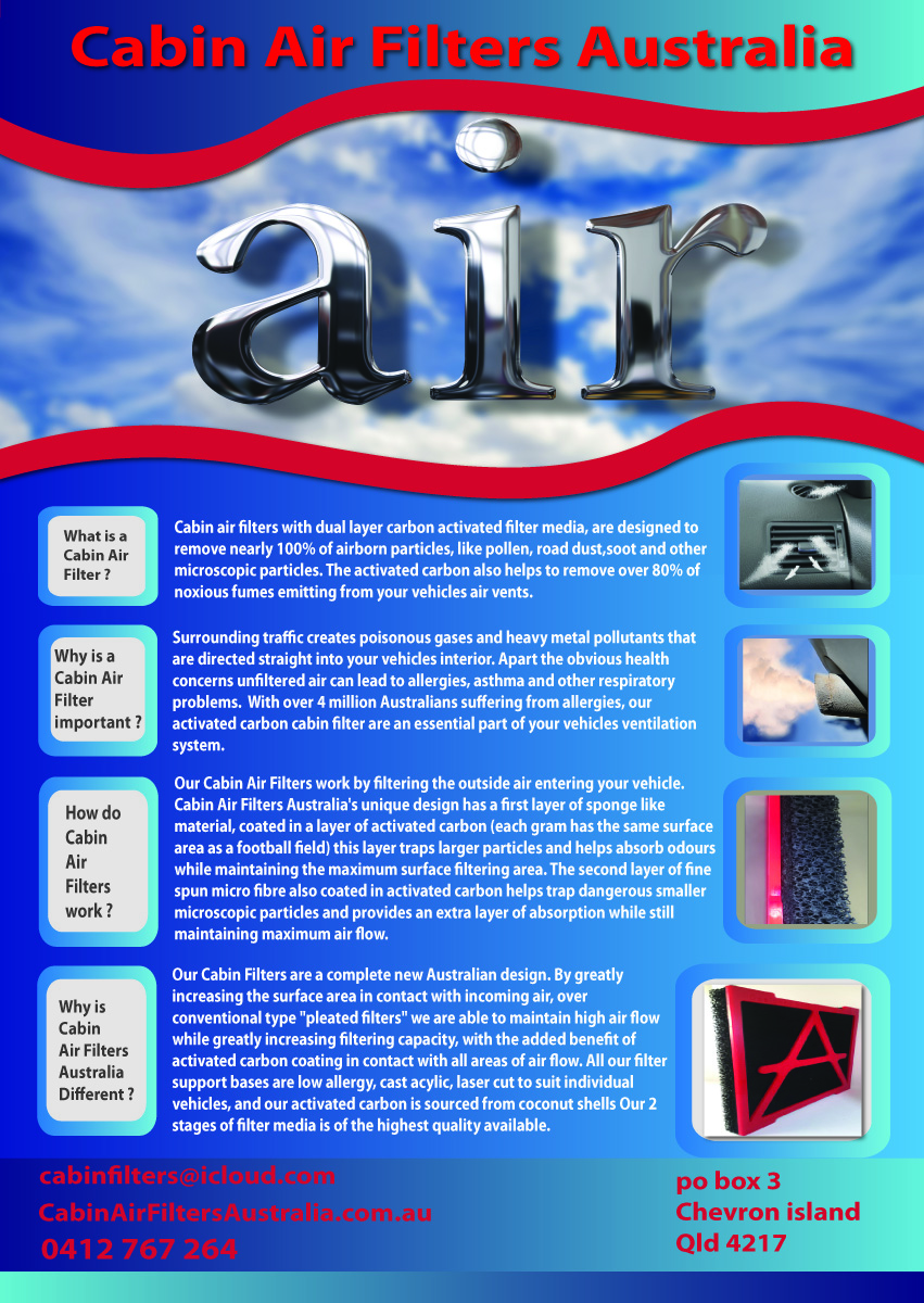 Design de Brochure par T2Dezign pour cabinairfiltersaustralia | Design : #5808185
