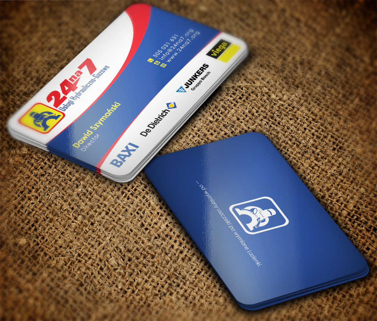 Business Card Design by MT for 24na7 Uslugi Hydrauliczno-Gazowe | Design #5789508