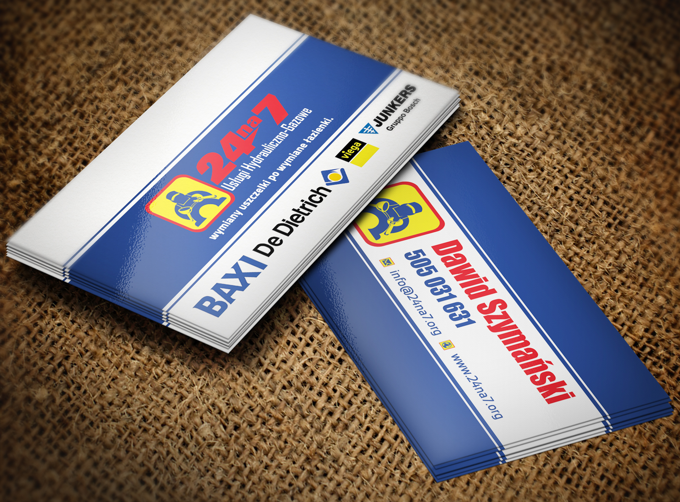 Business Card Design by Lanka Ama for 24na7 Uslugi Hydrauliczno-Gazowe | Design #5741963