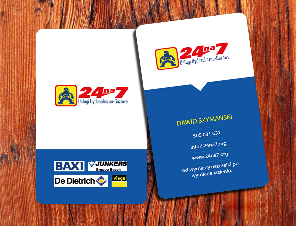 Design de Carte de Visite par snowymasterdesigns pour 24na7 Uslugi Hydrauliczno-Gazowe | Design #5797193