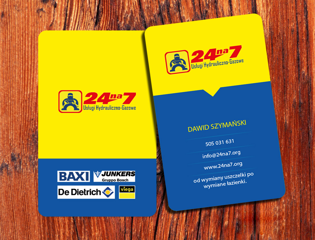 Diseño de Tarjeta de Presentación por snowymasterdesigns para 24na7 Uslugi Hydrauliczno-Gazowe | Diseño #5797200