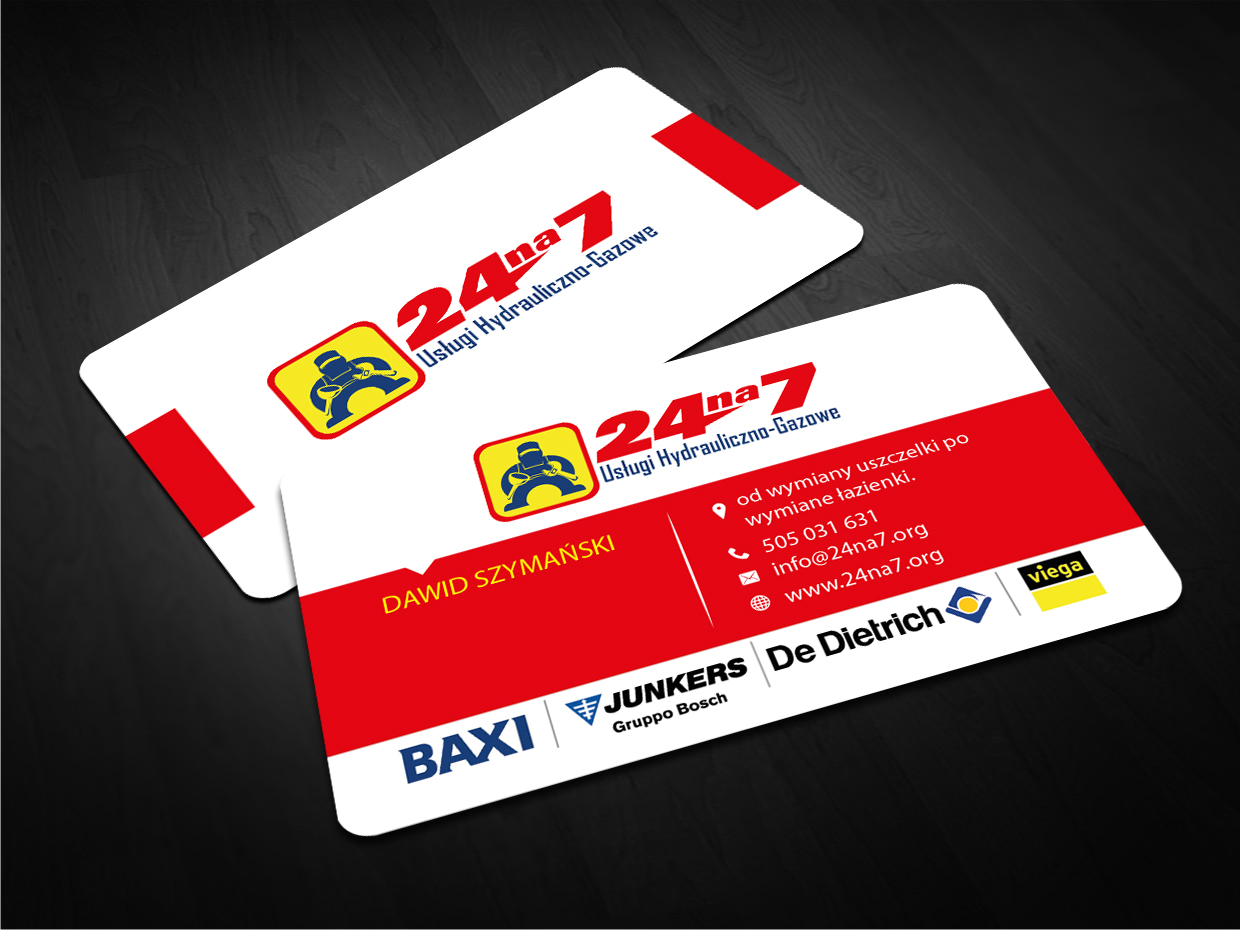 Business Card Design by snowymasterdesigns for 24na7 Uslugi Hydrauliczno-Gazowe | Design #5797268